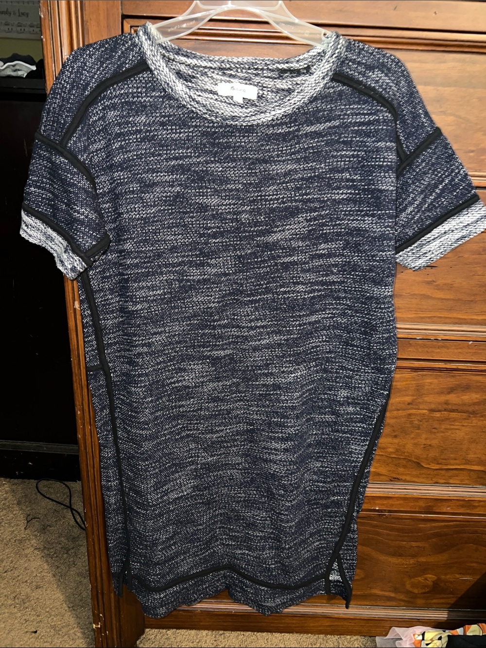 Madewell Navy Heather Knit Short-Sleeve Sweater Dress